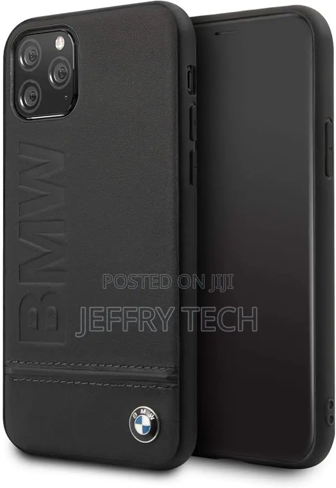 Qwrty iPhone 11 Pro BMW Logo Imprint Hard Leather Case