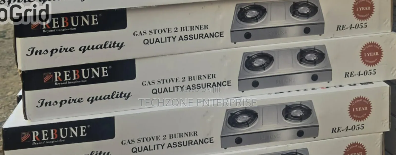 Rebune 2 Burner Gas Stainless Steel Stove Cooker 