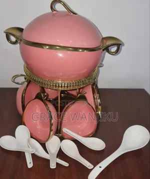 Jcc8434-L1 16pc Ceramic Soup Set on Golden Stand