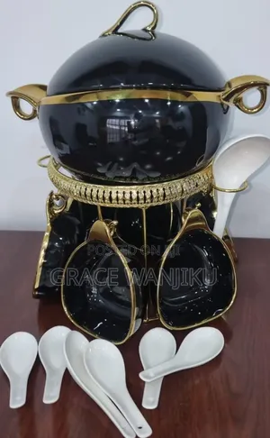 Jcc8434-L1 16pc Ceramic Soup Set on Golden Stand
