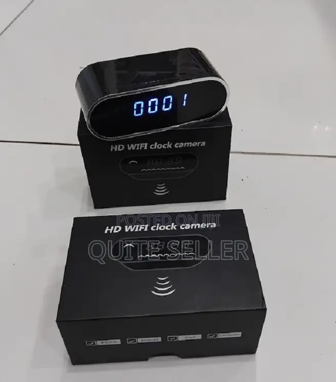 Table Clock Ir Night Vision Mini DVR App Remote 1080p Wifi Camera