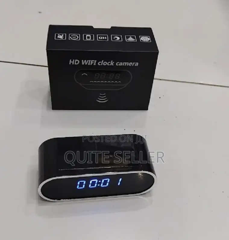 New 1080p Wifi Wireless Mini Clock Camera, Time Alarm, Watch Security,