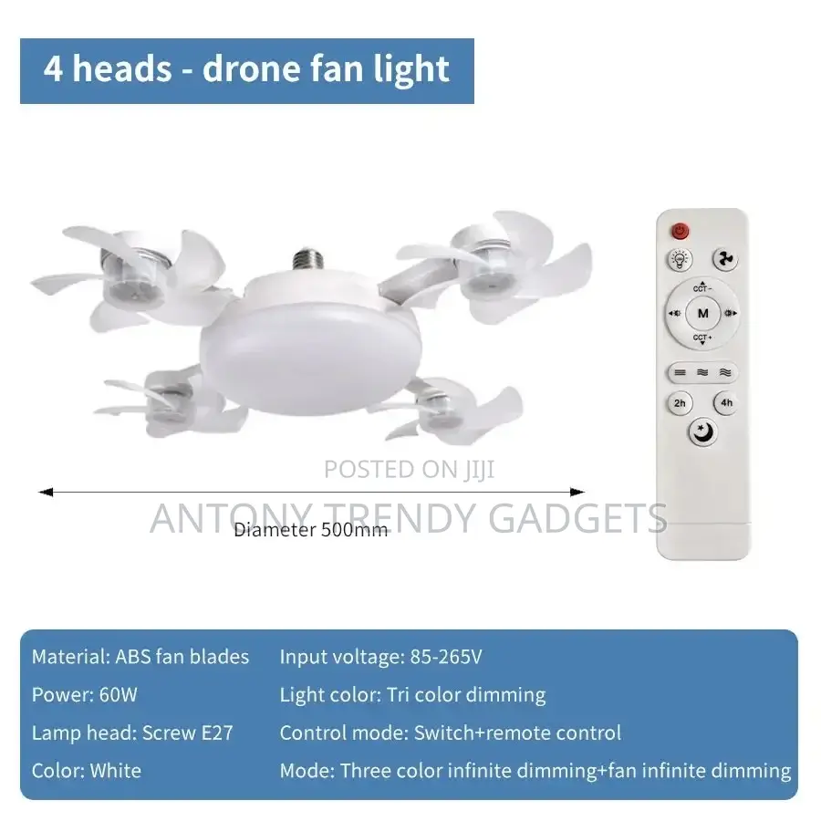 Silent Led Ceiling Fan Lamp For Home & Kitchen