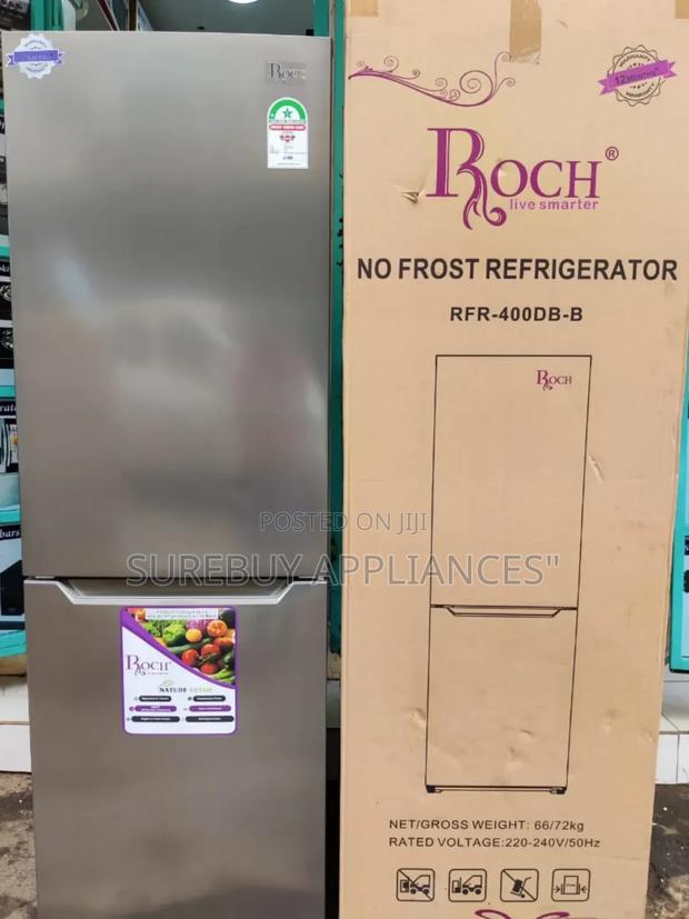 *Roch Fridge 330l Double Door Fridge No Frost Bottom Freezer