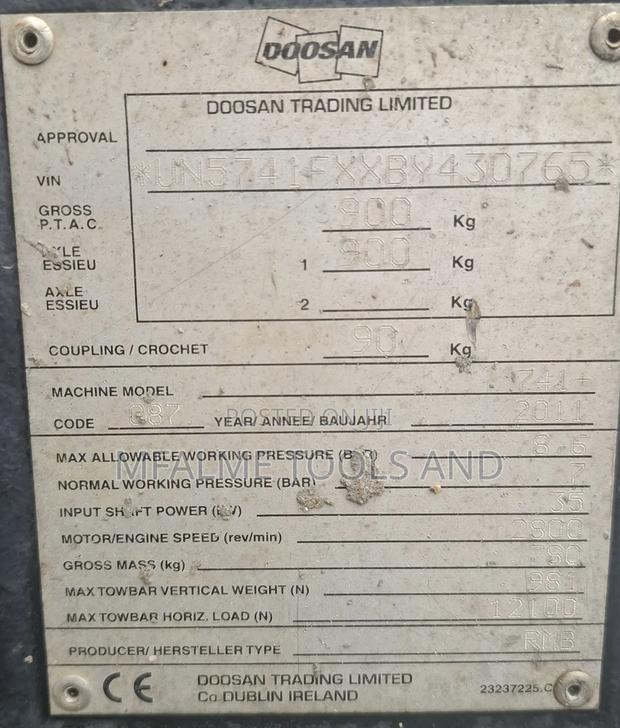 Compressor 2011 Doosan 741+ Yanmar 4 Cyl Diesel 140cfm Ex-Uk - thumbnail 5
