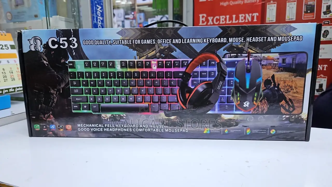 4 in 1 Game Mechanical Fell Keyboard Mouse Headphone Mousepad