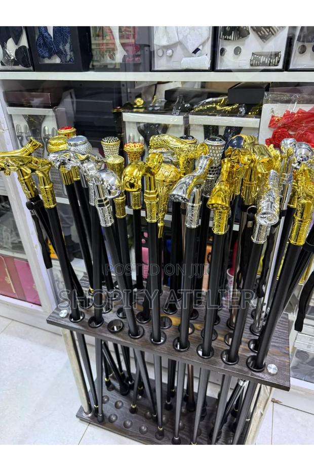 Stylish Pimped Walking Sticks With Sword Golden/Silver Handless