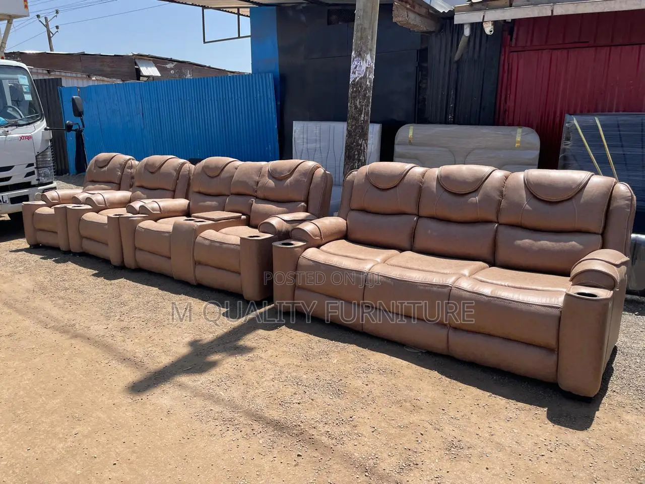 Premium Leather Semi Recliner Sofa