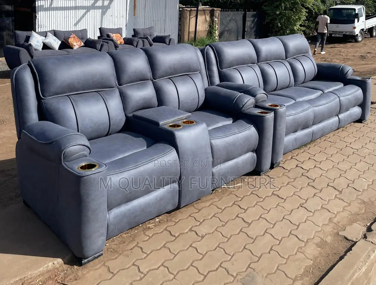 Textured Fabric Semi Recliner