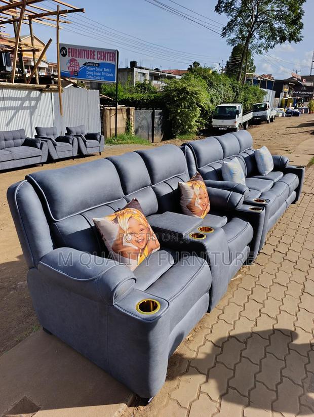 Gray Tufted Semi Recliner Sofa