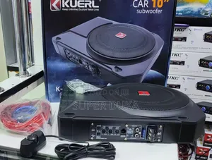 Underseat Kuerl 10-Inch Amplified Car Subwoofer.