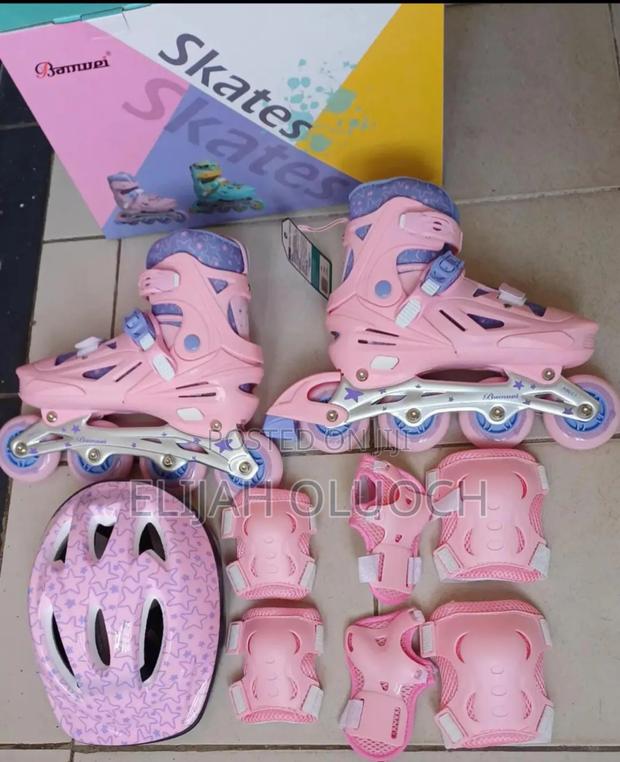 Rubber Wheels Roller Blades Full Set Skate Pack,