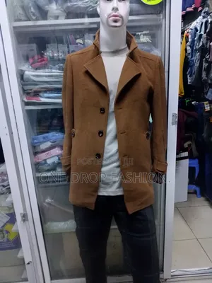 Men Brown/Beige Fitting Long Coat