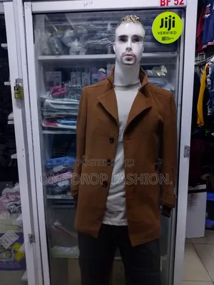 Men Brown/Beige Fitting Long Coat