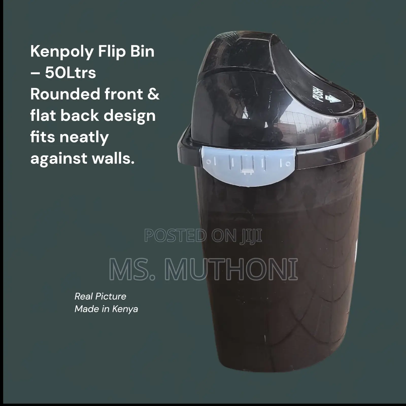 Black 50 Litres Trash Bin