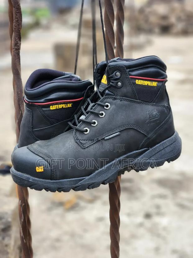 Coffee Brown Leather Caterpillar (Cat) Boots For Men - thumbnail 2