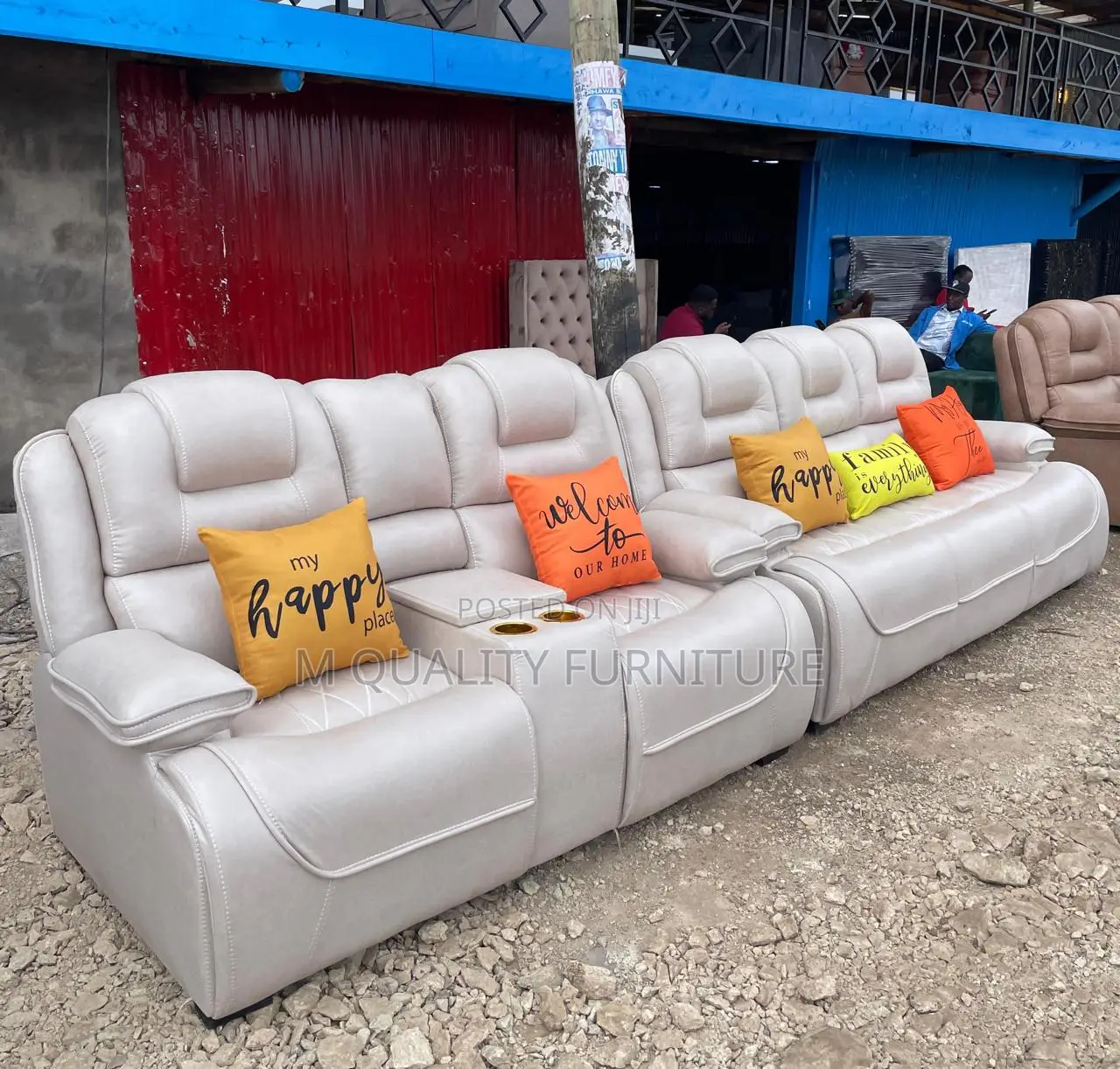 Durable Wooden Frame Semi Recliner Sofa