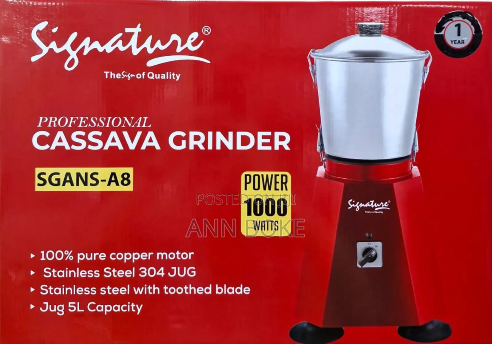 Cassava Professional Grinder (1000w) 
Sgans-A8