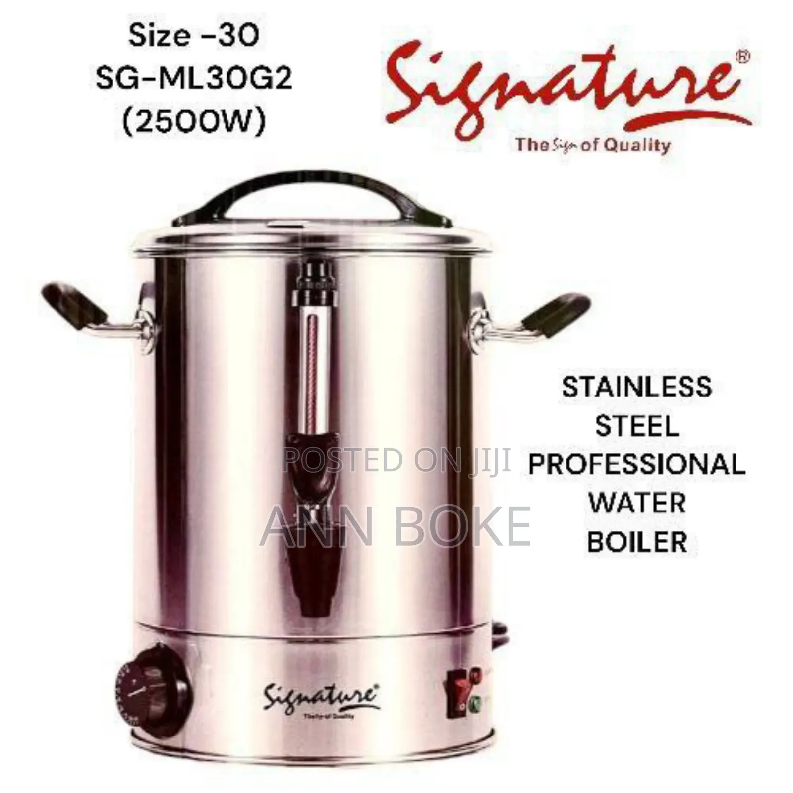 Size 30 Stainless Steel Commercial Tea/Water Boiler (2500w) 
Sg-Ml30g2