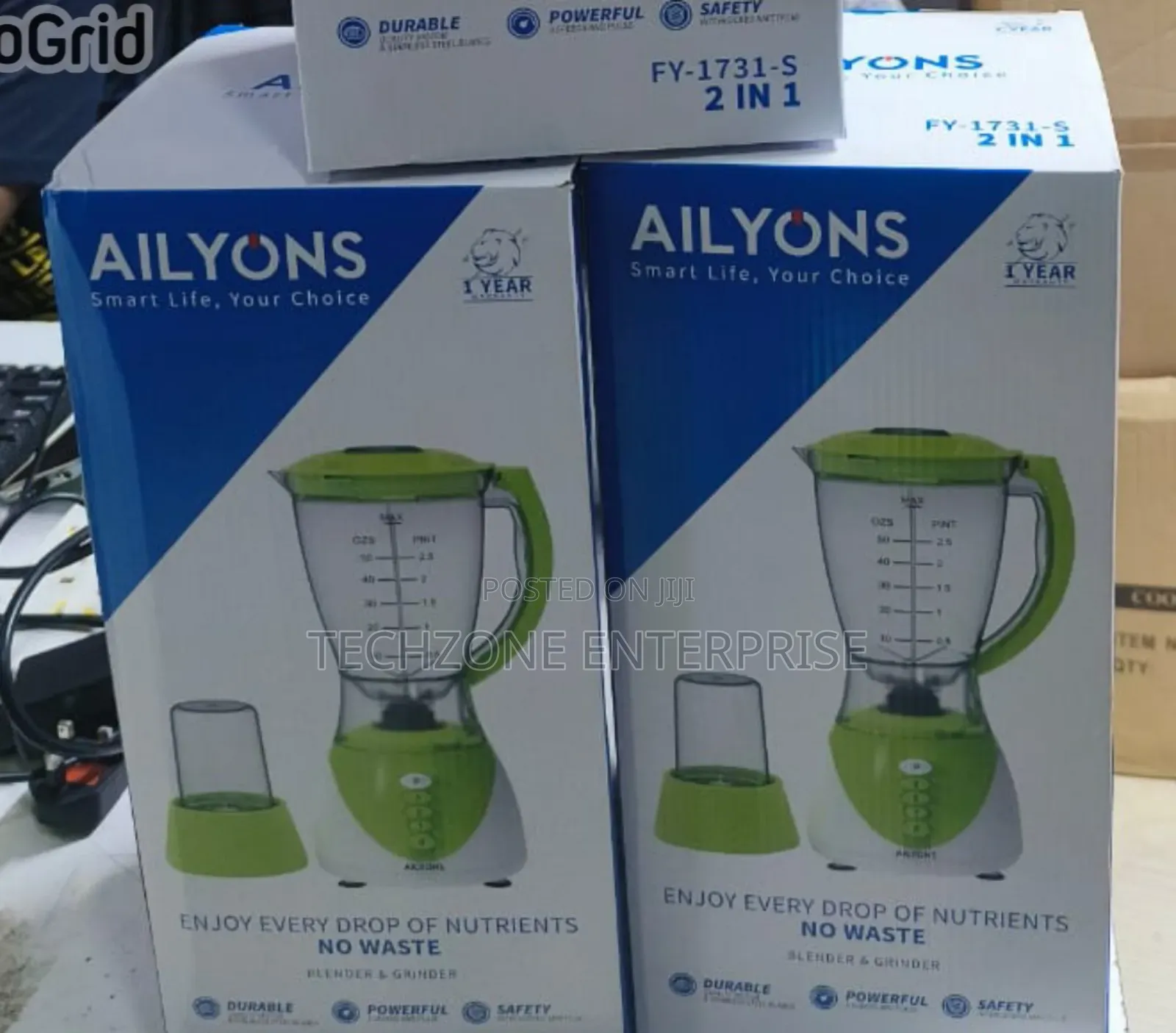 Ailyons Fy1731 2-in-1 Blender
 Stainless Steel Blades 