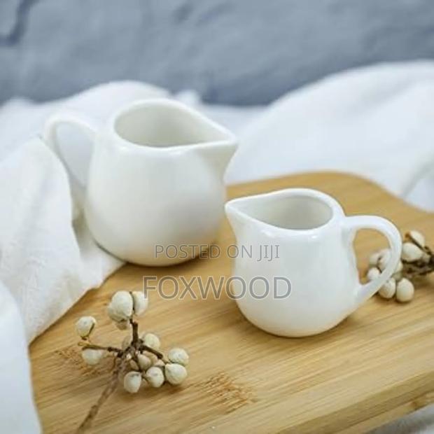 2 PCS Mini White Ceramic Milk Jug