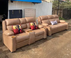 Brown Leatherette Semi Recliner