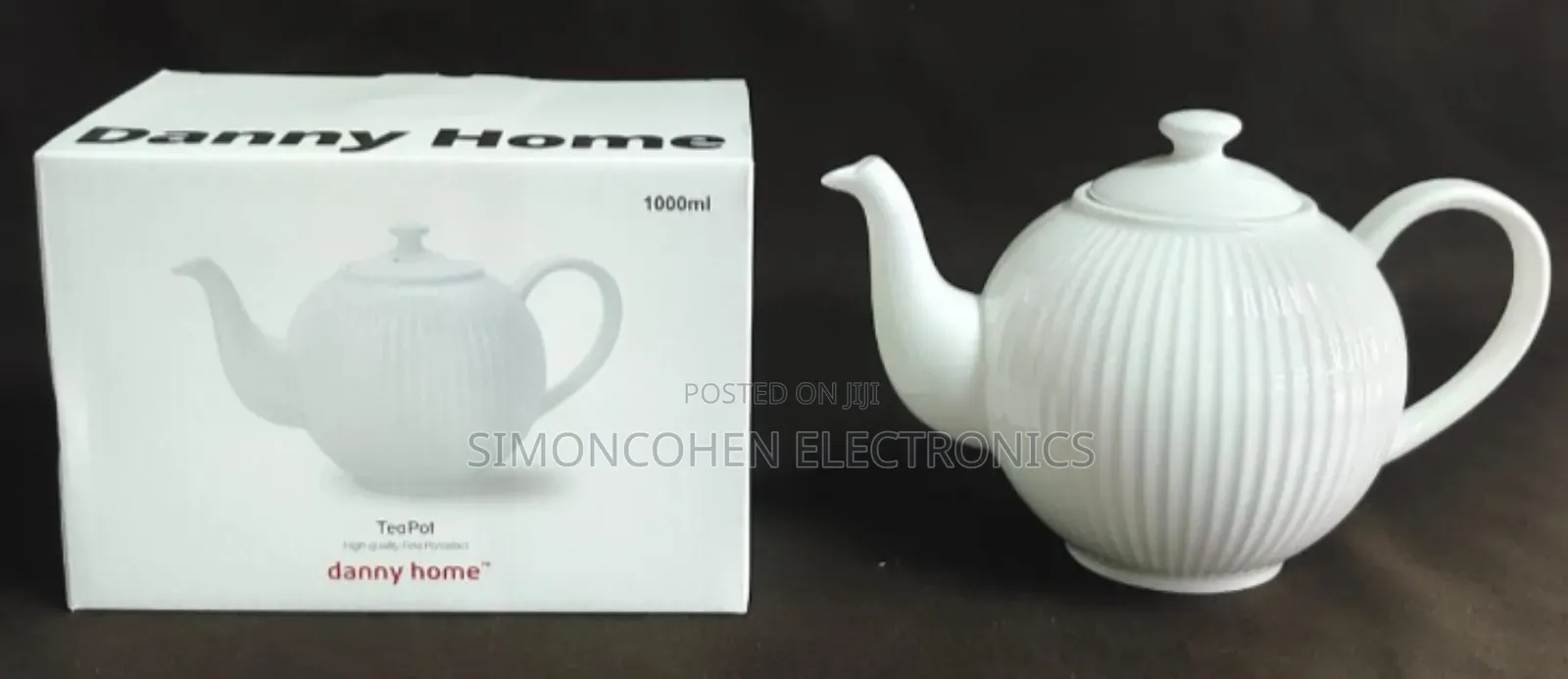 1000ml Ceramic White Teapot