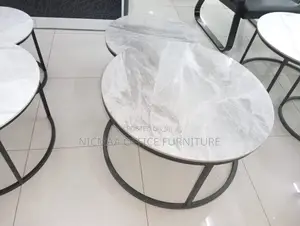 Coffee Marble Modern Round Table