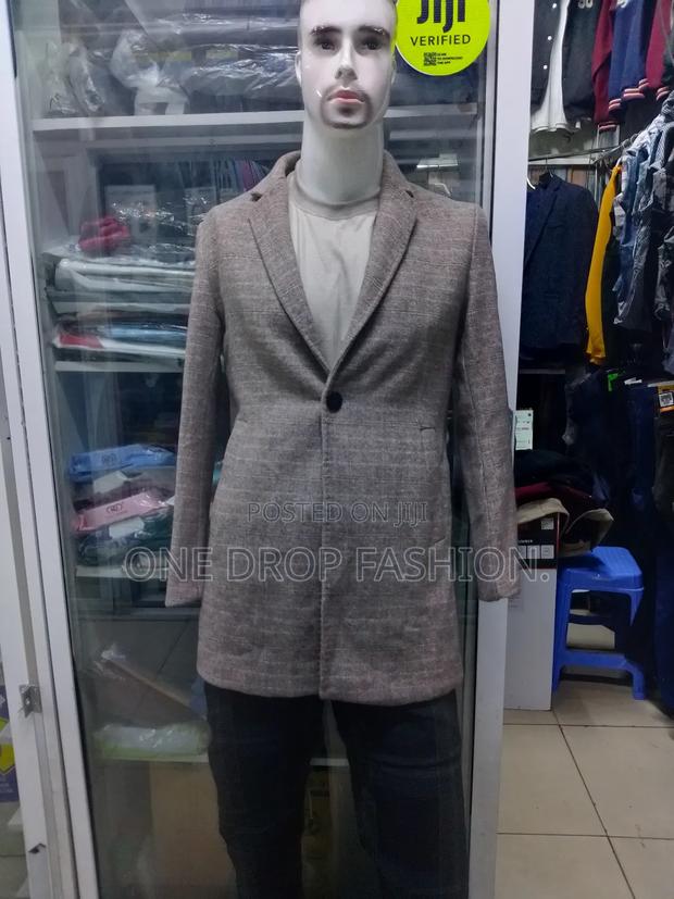 Beige-Checked Men Trench Coat - thumbnail 2