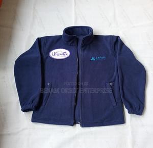 Branded Navy Blue Custom Fleece Jackets - main view