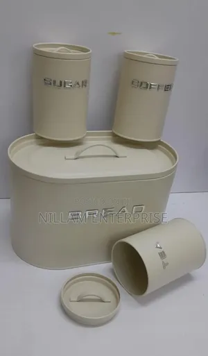 Unique and Elegant Bread Storage Bin With 3pcs Canisters