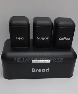 Unique and Elegant Bread Storage Bin With 3pcs Canisters