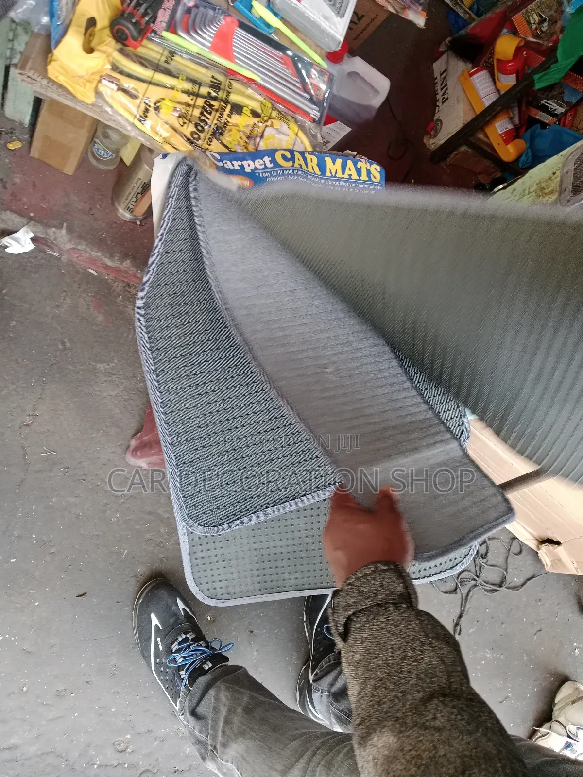 Woolen Car Carpet Grey Mats Universal Fit for 5 Seater Cars