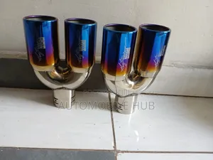 HKS Blue Silver Exhaust Muffler Tips in Cars