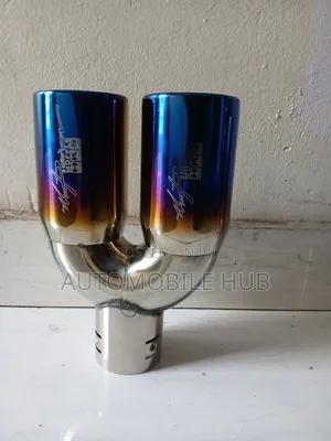 HKS Blue Silver Exhaust Muffler Tips in Cars