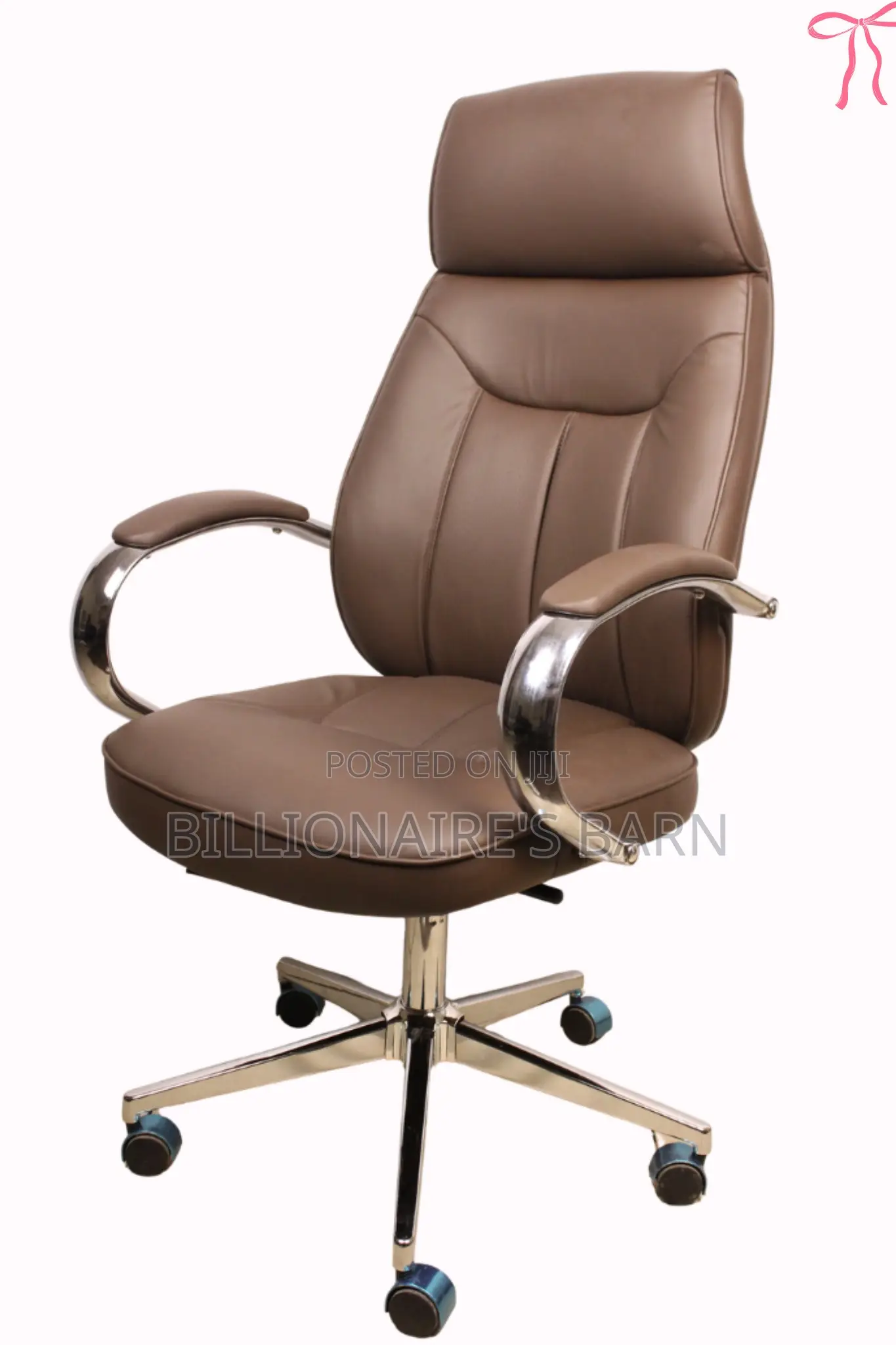 Office Chair; Luxe Executive Brown Leather Chair