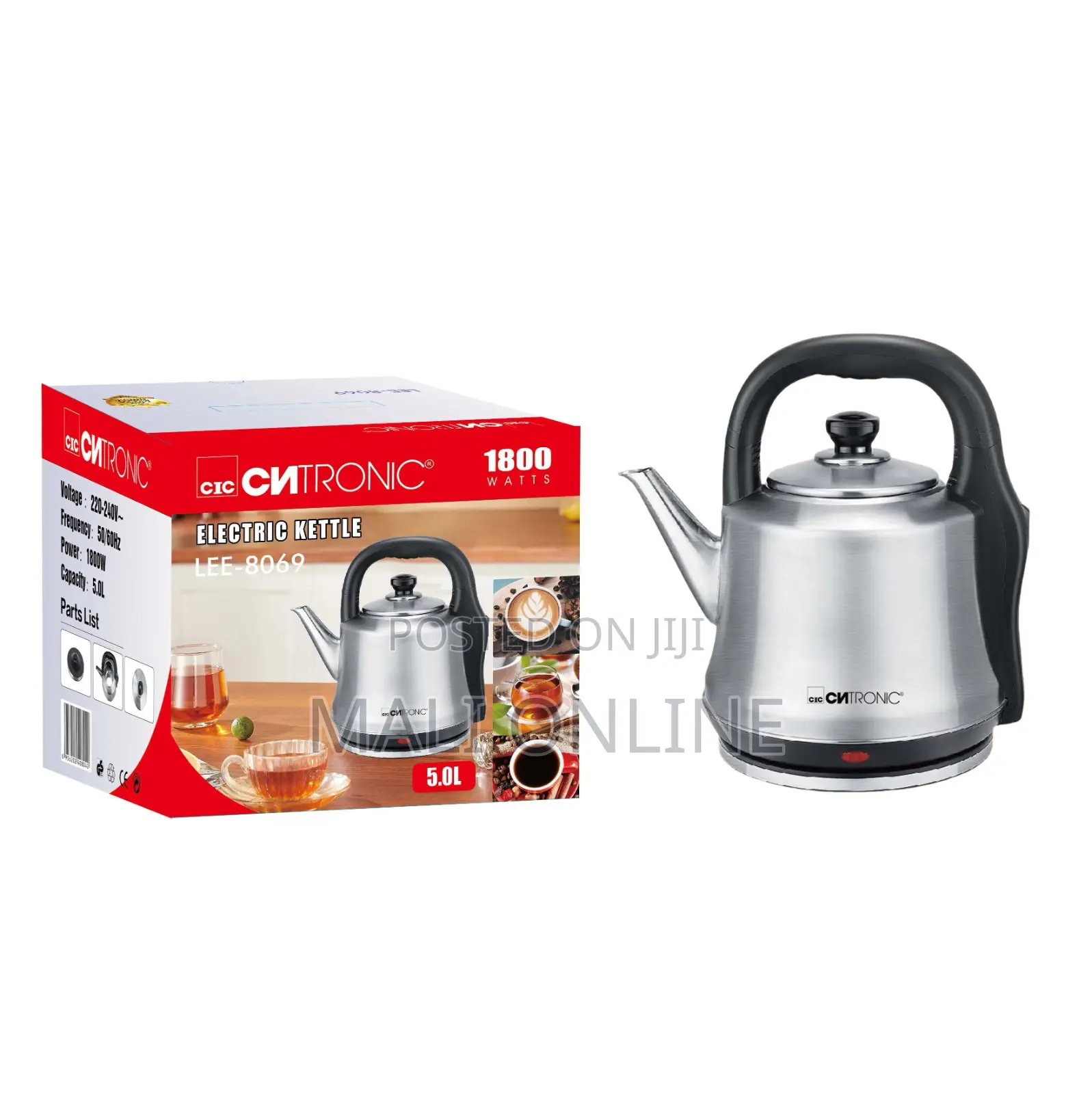 5l Stainless Steel Electric Kettle Portable 1800w Fast Water Heater