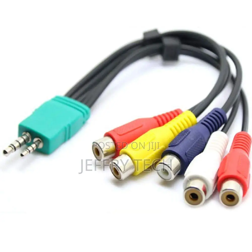 3.5mm + 2.5mm 5rca Audio Video Av Component Adapter Cable Re