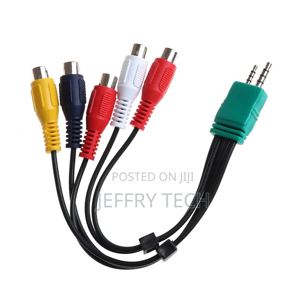 3.5mm + 2.5mm 5rca Audio Video Av Component Adapter Cable Re