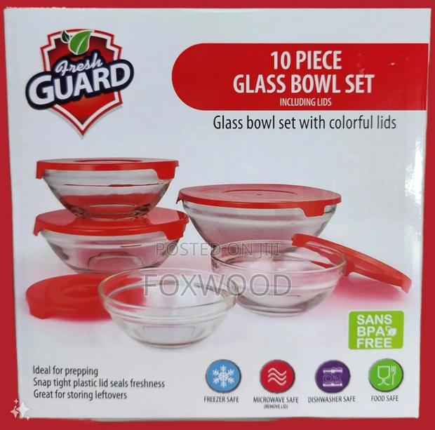 A Set of Glass Storage Bowls With Lids - thumbnail 3