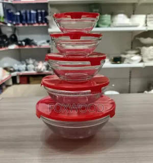 A Set of Glass Storage Bowls With Lids