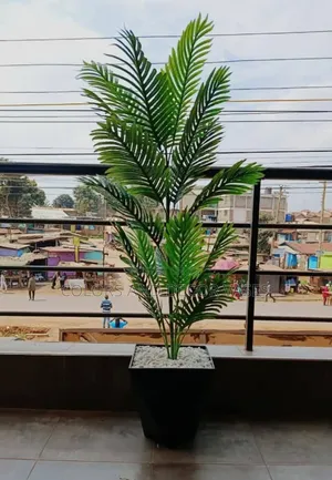 Almost Real Palm in Hexagon Black Vase
