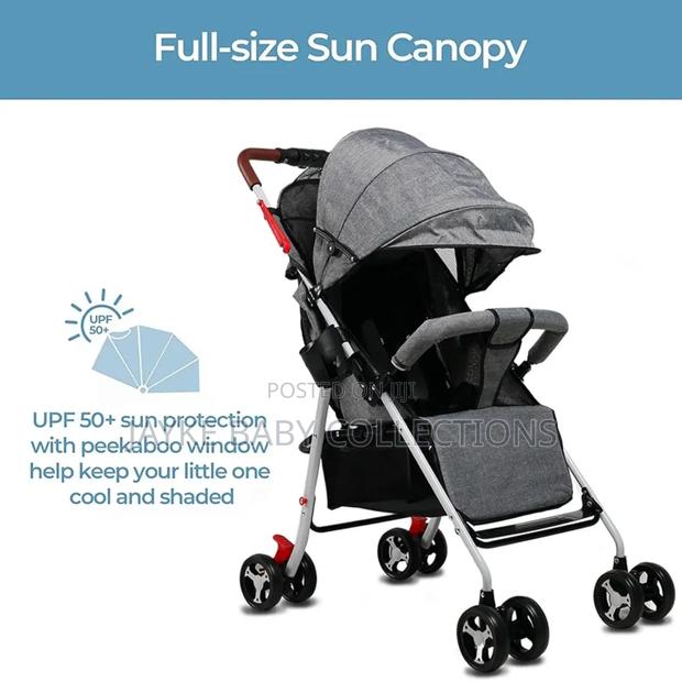 2-in-1 Foldable Baby Stroller Bassinet Pram – Durable - thumbnail 3