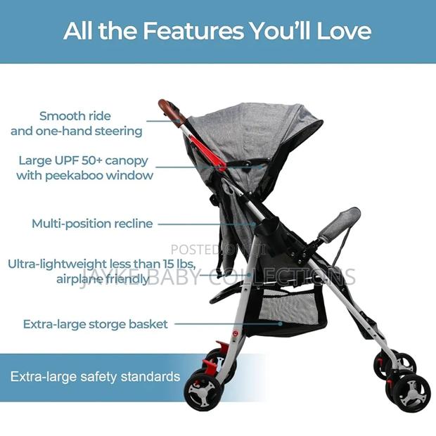2-in-1 Foldable Baby Stroller Bassinet Pram – Durable - thumbnail 5