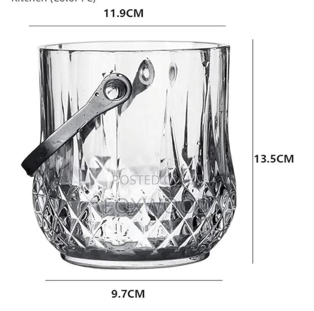 Glass Ice Bucket With Tongs. - main view