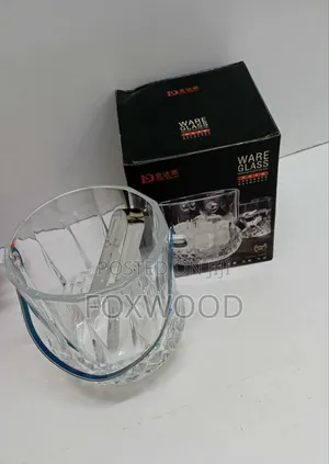 Glass Ice Bucket With Tongs.