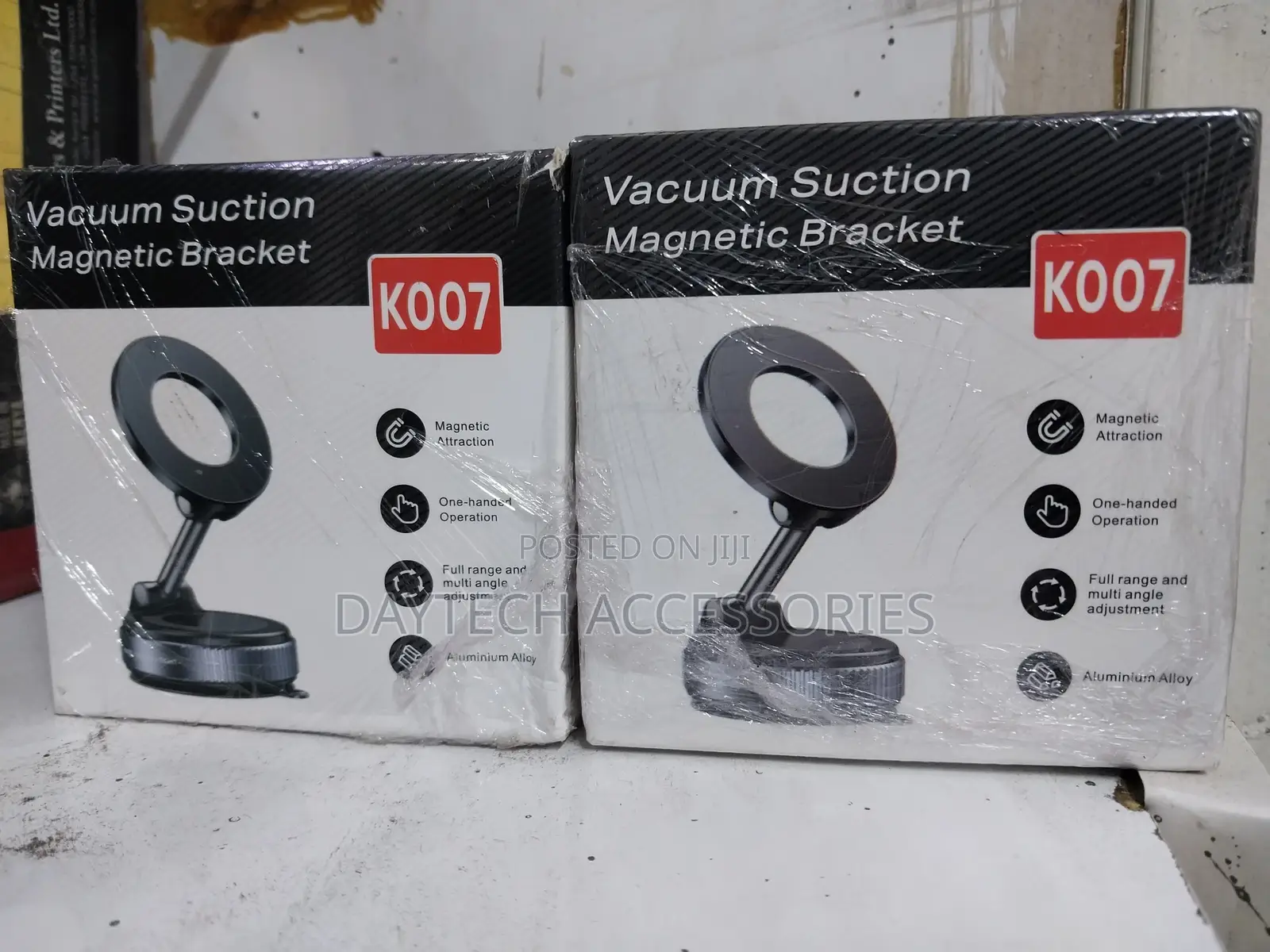 Car Suction Cupbase Magnetic Mount Phone Holder - Black