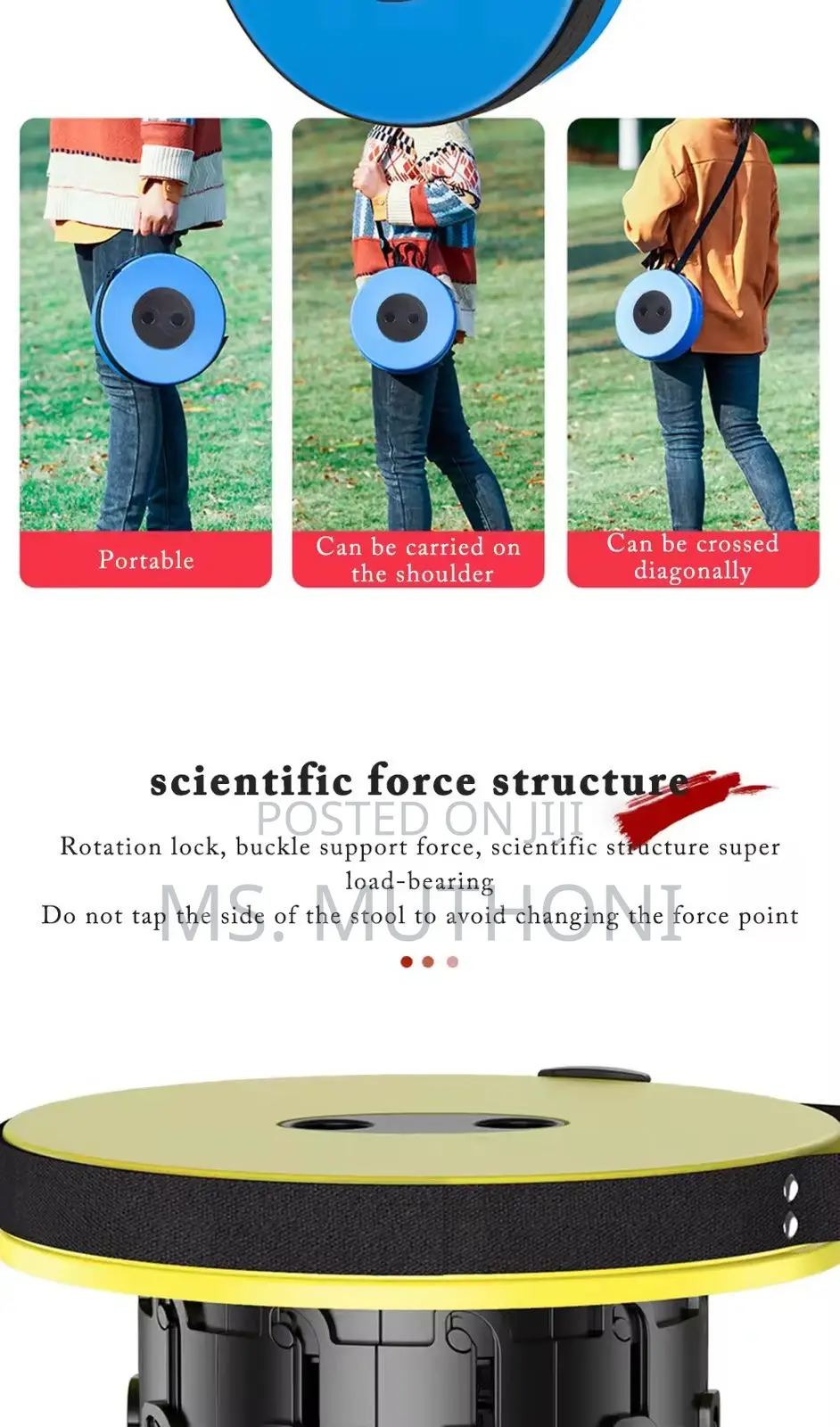 Folding / Retractable Pp Material Portable Collapsible Stool