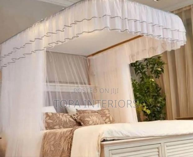 White Canopy Two Stand Rail Mosquito Nets With Strong Stands
