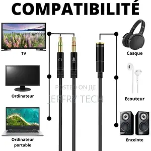 Audio Adapter -3.5mm Jack - 1 Fem to 2 -Headphones/Earphones